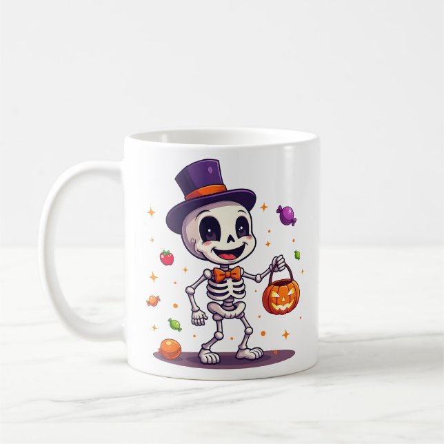 De Café Caneca do Dia das Bruxas do Esqueleto Fofo com Doc (Esquerda)