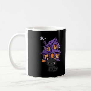 De Café Caneca do Dia das Bruxas Gato Preto Casa Assombrad