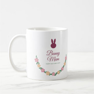 De Café Caneca do Dia das Mães Bunny Mum, Grinalda Floral