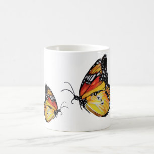 De Café Caneca do drawingWhite da aguarela da borboleta