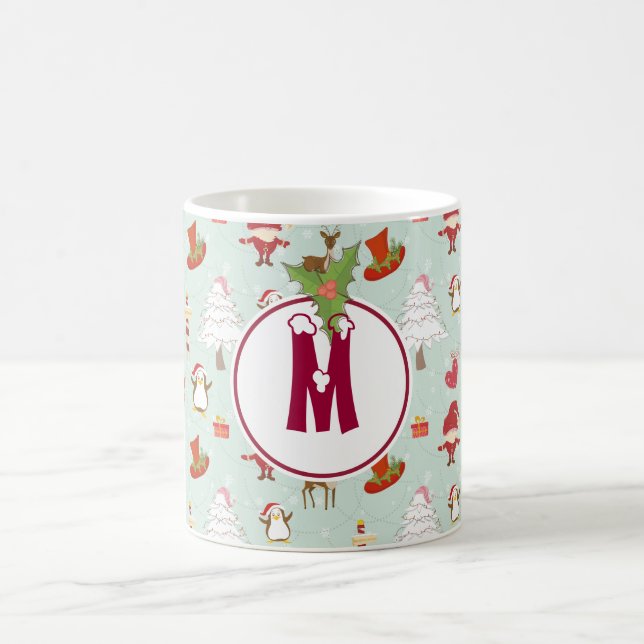 De Café Caneca do duende do Natal do feriado do monograma (Centro)