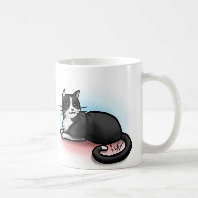 De Café Caneca do gato - preto e branco (Direita)
