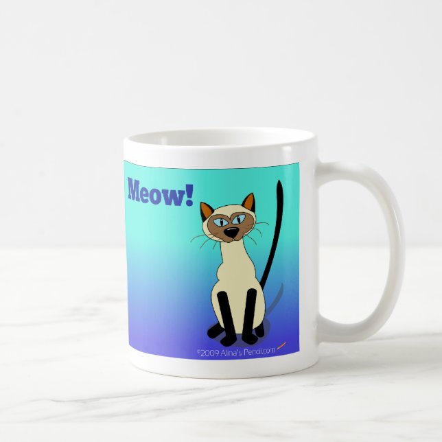 De Café Caneca do gato Siamese (azul) (Direita)