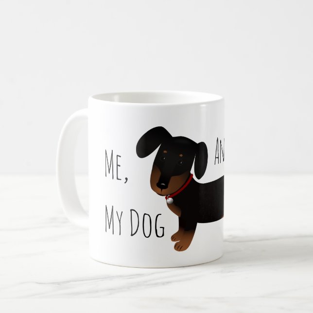 De Café Caneca do Lover do Dachshund Preta e Branca (Frente Esquerda)