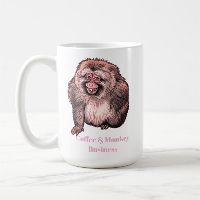 De Café Caneca do Macaco Sorrindo - Personalizável (Esquerda)