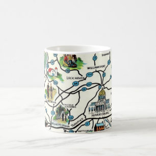 De Café Caneca do Mapa Antigo Ilustrado da Pensilvânia