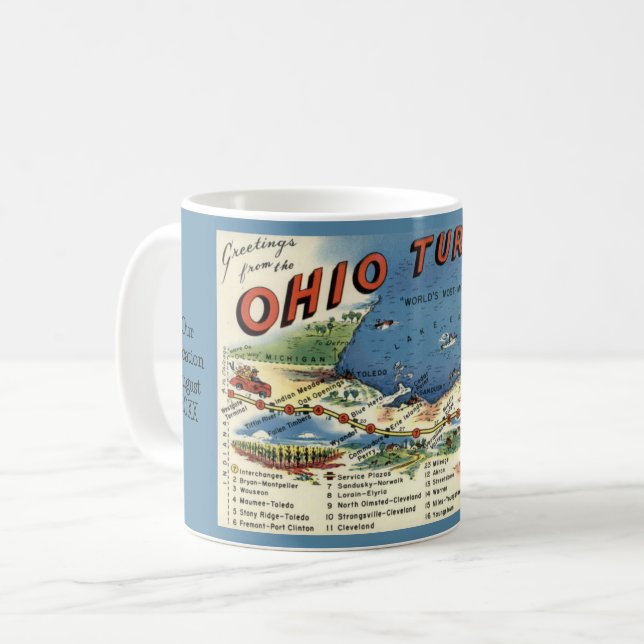 De Café Caneca do Mapa da Ohio Turnpike (Frente Esquerda)