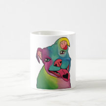 Caneca do pitbull da tintura do laço