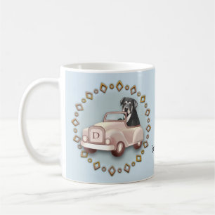 De Café Caneca do Rottweiler Dirigindo Carro