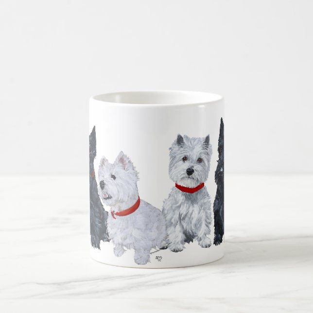 De Café Caneca do Scottish e West Highland White Terrier (Centro)