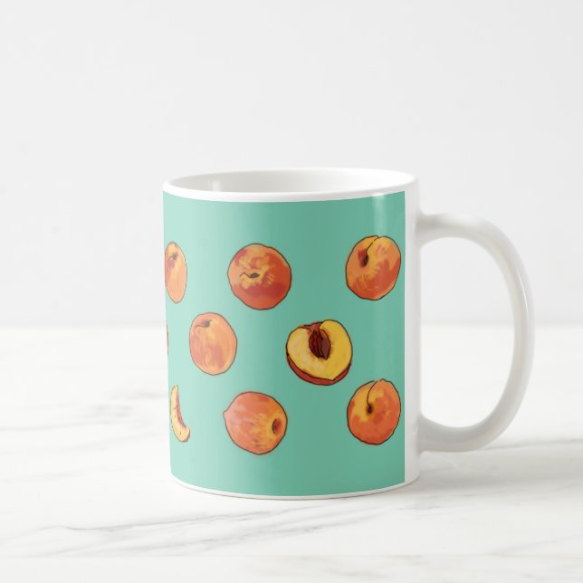De Café Caneca do teste padrão do pêssego - customizável (Direita)
