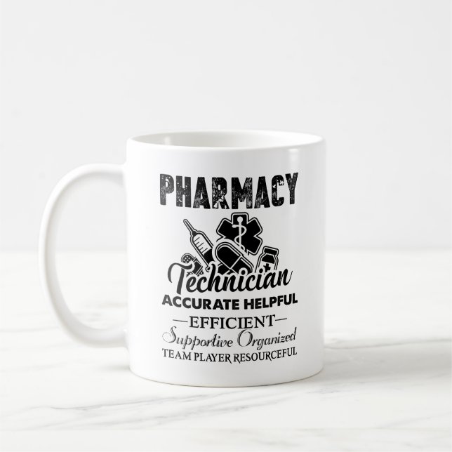 De Café Caneca do trabalho do técnico da farmácia (Esquerda)
