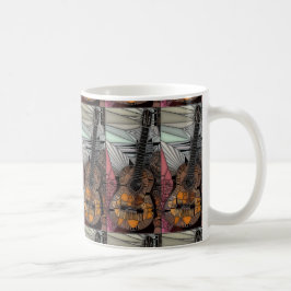 De Café Caneca do vitral da guitarra