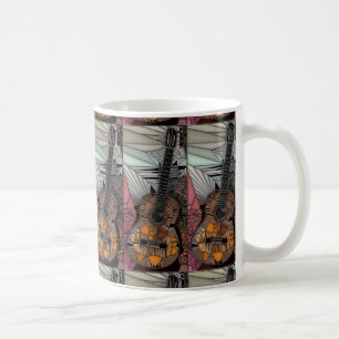 De Café Caneca do vitral da guitarra