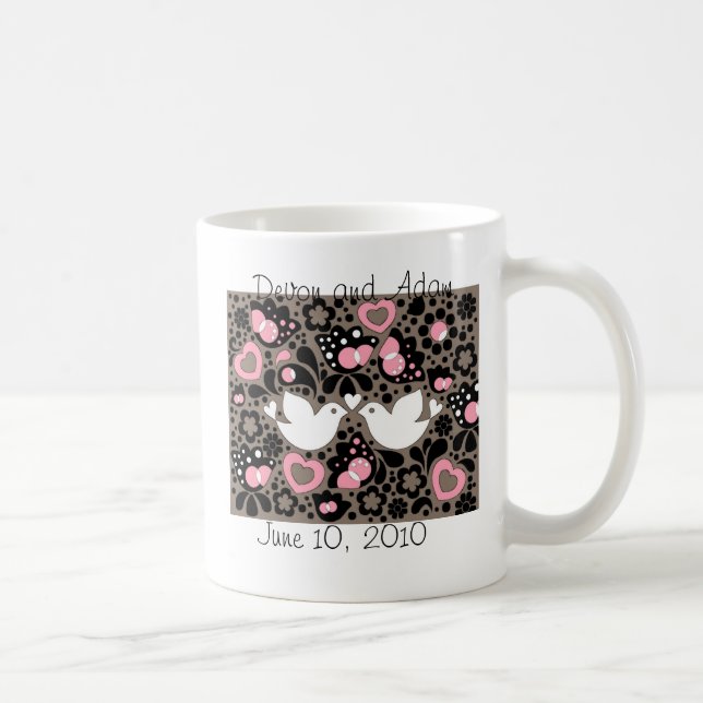 De Café Caneca dos pássaros do amor do favor do casamento (Direita)