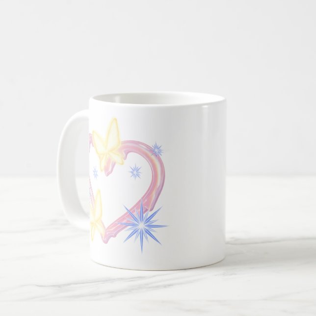 De Café Caneca "Dreamy Butterfly Sparkle" com um des (Frente Esquerda)
