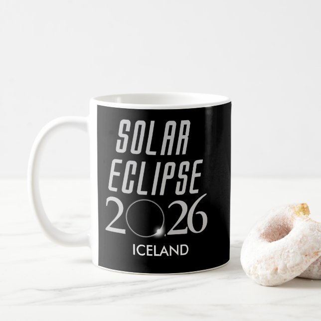 De Café Caneca Eclipse Solar Personalizável 2026 Islândia (Com Donut)