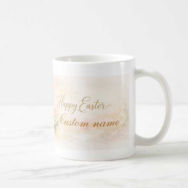 De Café Caneca Elegante Feliz Páscoa – personalizável  (Direita)