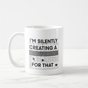 De Café Caneca engraçada criando uma planilha silenciosame