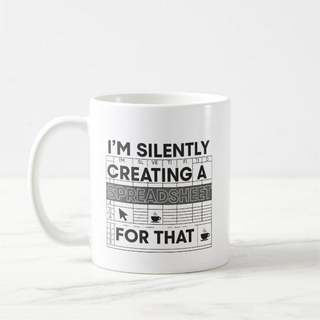 De Café Caneca engraçada criando uma planilha silenciosame (Esquerda)