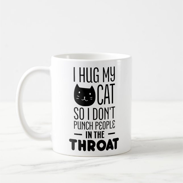 De Café Caneca engraçada do amante do gato eu abraço (Esquerda)