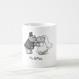 De Café Caneca engraçada do casamento com um hipopótamo e