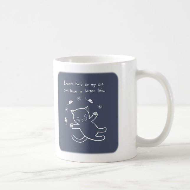 De Café Caneca engraçada do gato eu trabalho o duro assim (Direita)