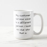 Caneca engraçada do serviço ao cliente (canhota)