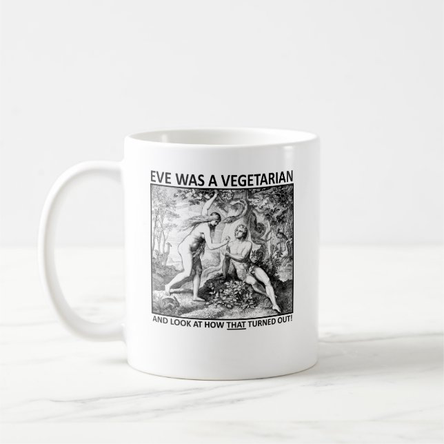 De Café Caneca engraçada do vegetariano da véspera (Esquerda)