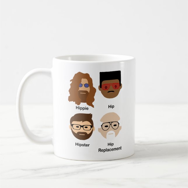 De Café Caneca engraçada mostrando a evolução da palavra q (Esquerda)