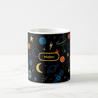 De Café Caneca Espacial com Foguete e Planetas para Menino