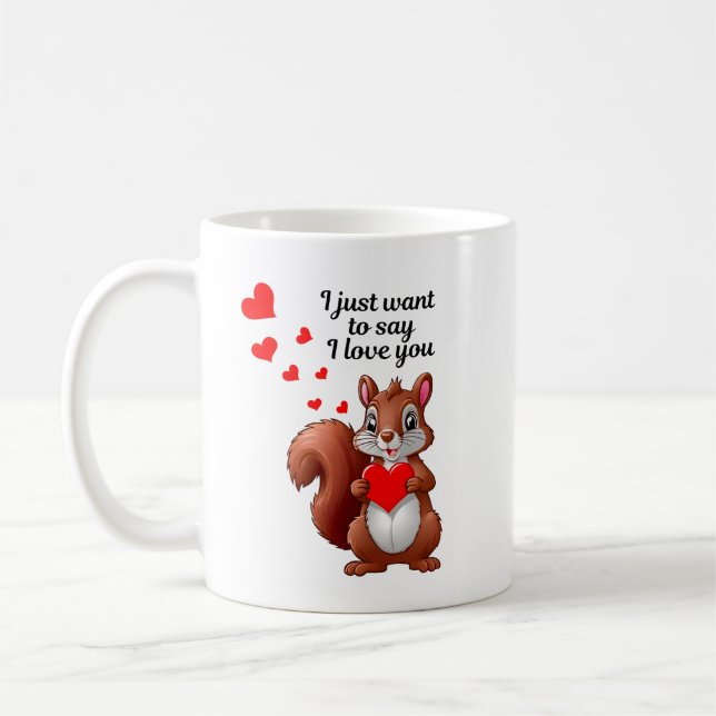 De Café Caneca Esquilo Romântico - Eu amo você (Esquerda)