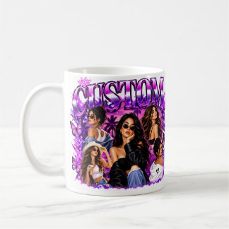 De Café Caneca Estética Roxa Y2K com Nome Personalizado