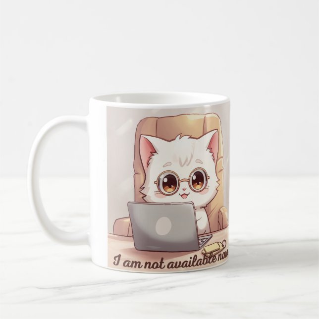 De Café Caneca Eu Não Estou Disponível Agora - Gato Fofo K (Esquerda)