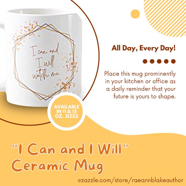 De Café Caneca "Eu Posso e Vou" em Dourado e Rosa (Criador carregado)