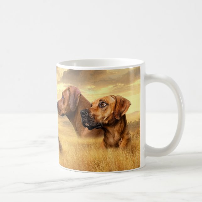 De Café Caneca Exclusiva do Rhodesian Ridgeback na savana  (Direita)