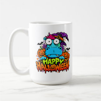 De Café 🎃🦛 Caneca Feliz Dia das Bruxas Hipopótamo 👻☕