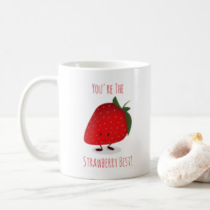 De Café Caneca feliz do caráter da morango