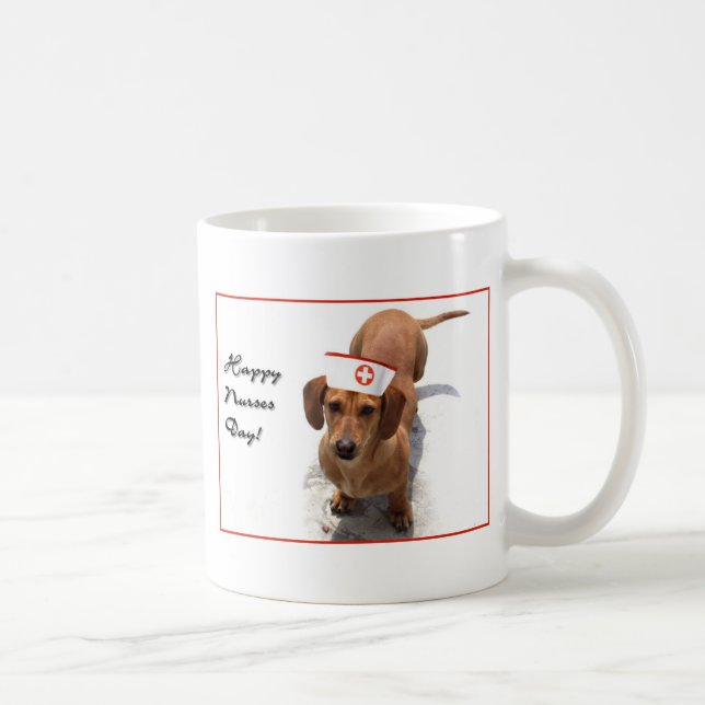 De Café Caneca feliz do Dachshund do dia das enfermeiras (Direita)