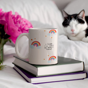 De Café Caneca Feliz Monograma Pequena Arco-Íris