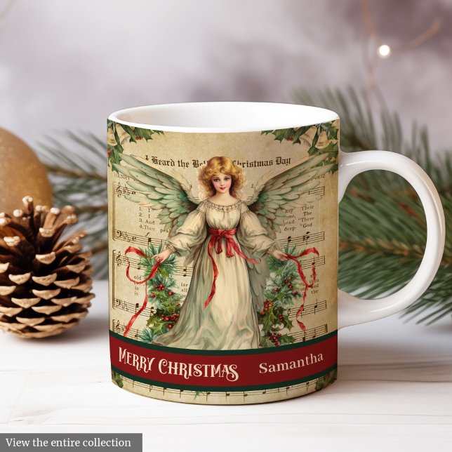 De Café Caneca Feliz Natal Anjo Nostálgico Presente para E (Merry Christmas Mug Nostalgic Angel Gift for Her)