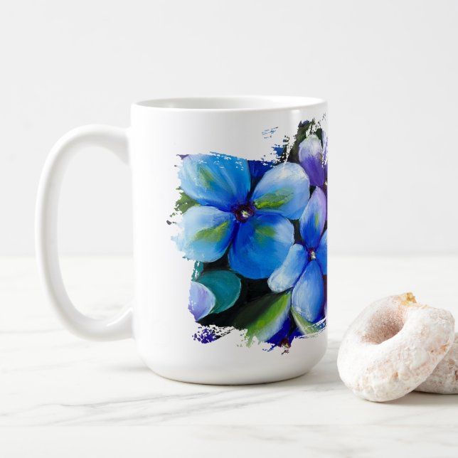 De Café Caneca flor azul Deixe seu sonho florescer (Com Donut)