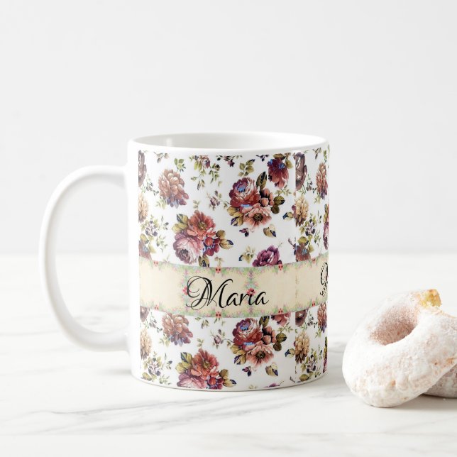 De Café Caneca Floral (Com Donut)