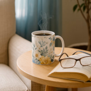 De Café Caneca Floral Azul Dália Pastel Suave