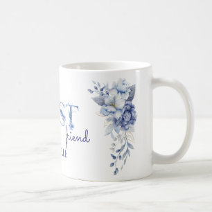 De Café Caneca Floral Azul Personalizada, Melhor Amigo Per