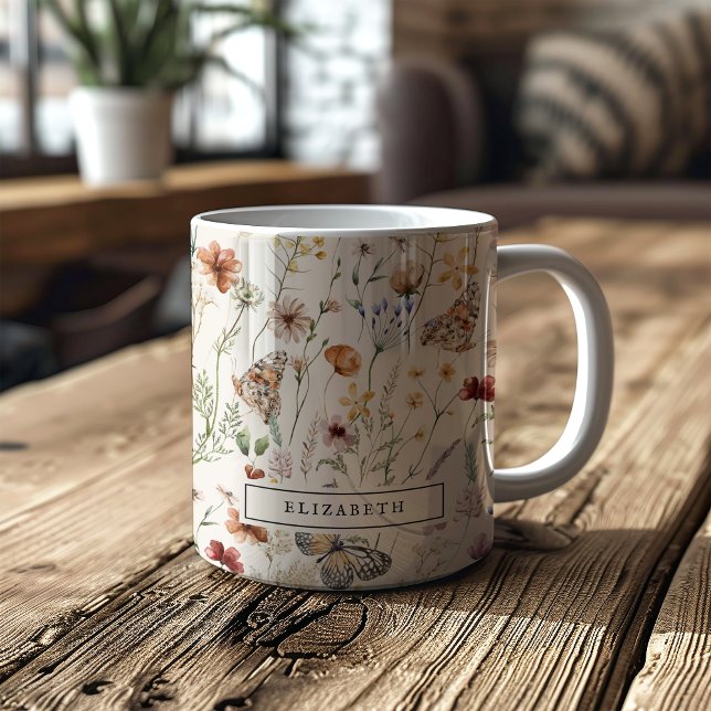 De Café Caneca Floral Boho (Boho Floral Mug
)