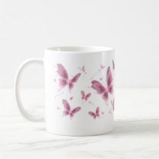 De Café Caneca Floral Borboleta Rosa