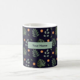 De Café Caneca Floral Botânica Azul Marinho Personalizada