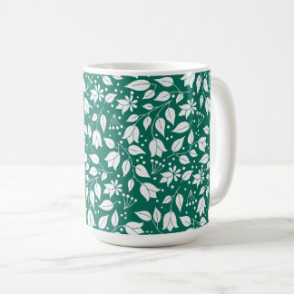De Café Caneca Floral Branca e Esmeralda