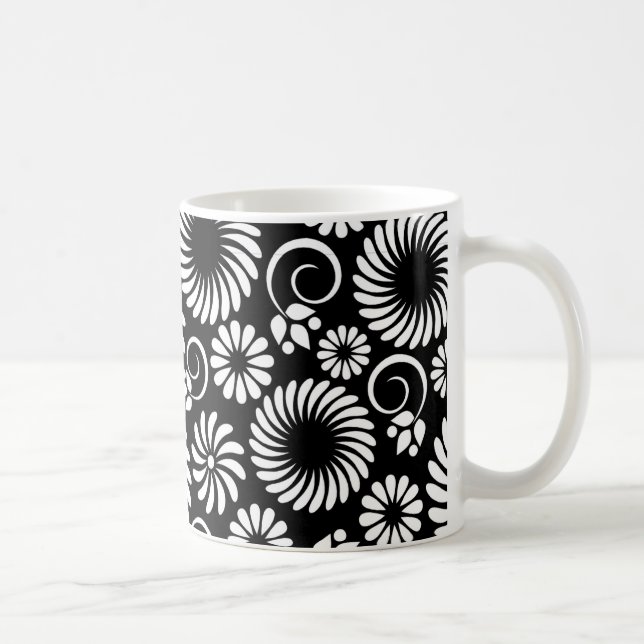 De Café caneca floral branca e preta (Direita)